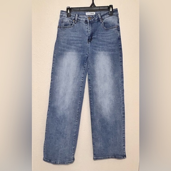 Denim - Blue Straight-Leg Jeans with Faded Denim